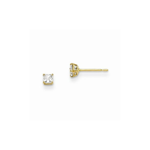 Madi K Kids 14k Yellow Gold Round Set Stud CZ Polished Earrings Madi K Kids 14k Yellow Gold Round Set Stud CZ Polished Earrings